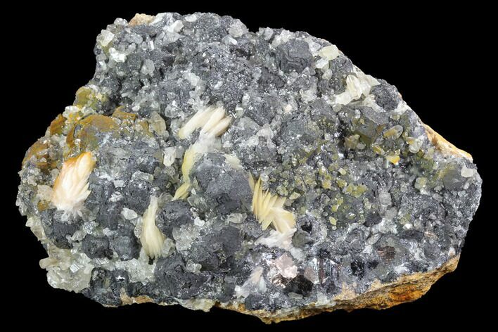 Cerussite Crystals with Bladed Barite on Galena - Morocco #90229
